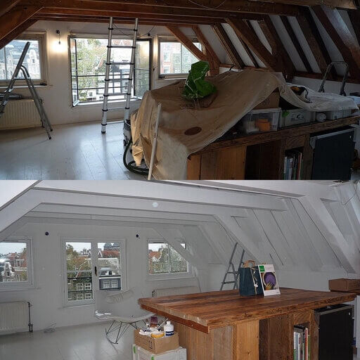 Afbeelding voor: Houten plafond krijgt een moderne transformatie Afbeelding voor: Houten plafond krijgt een moderne transformatie
